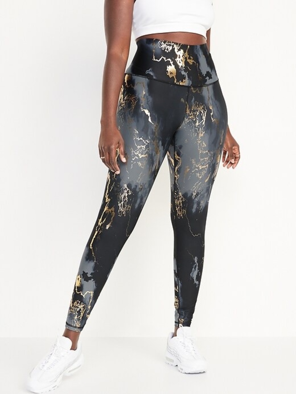 Old Navy Active Gold Marble Extra High Rise Powersoft Go Dry Leggings size Large